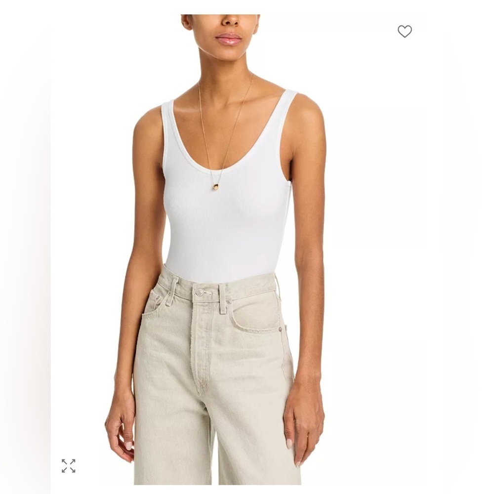 ATM Rib Tank Bodysuit in White Size Large